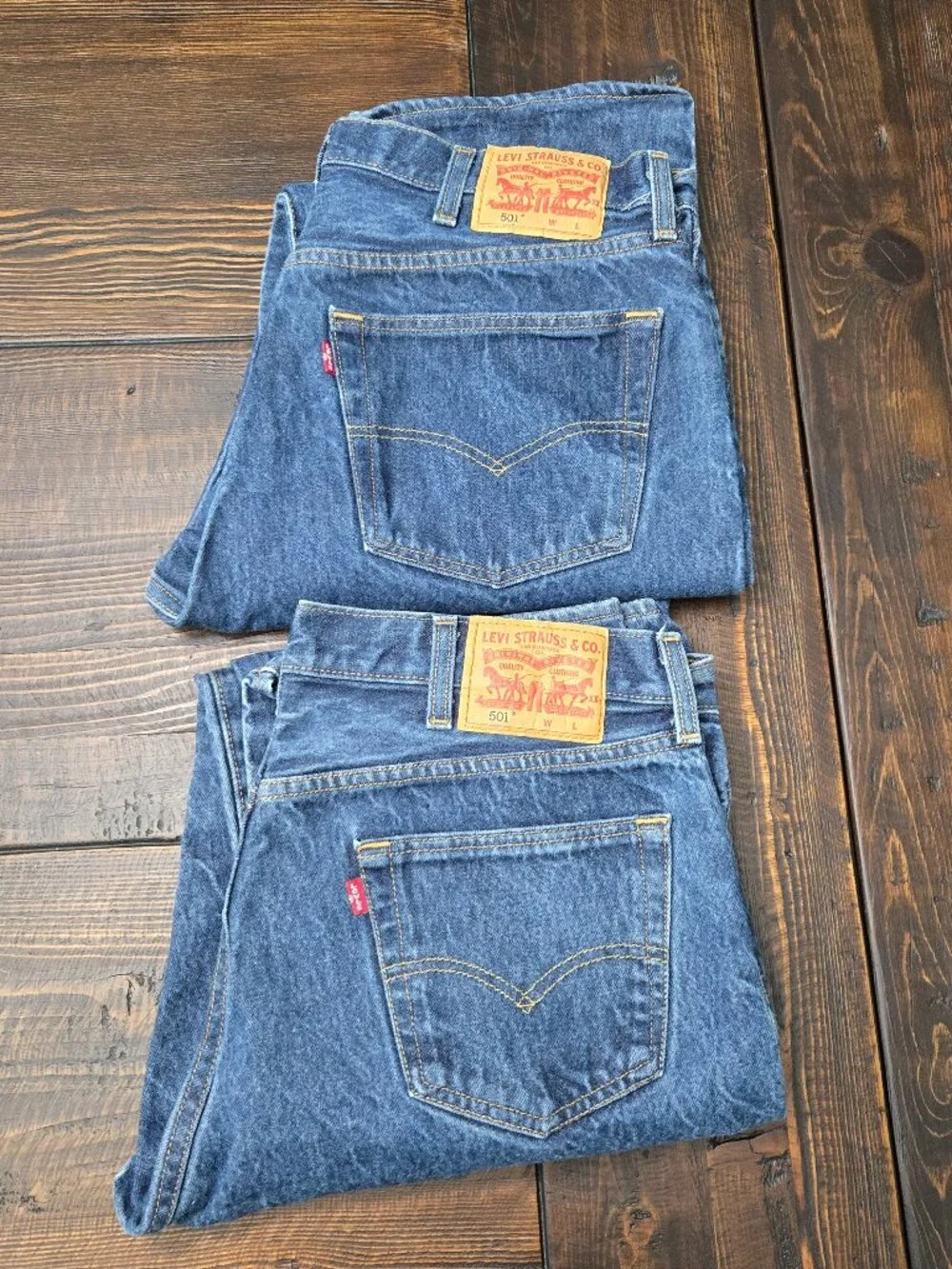 Lot of 2 Levis 501 Mens Jeans 36x34 Original Fit Blue Denim Button Fly Bundle